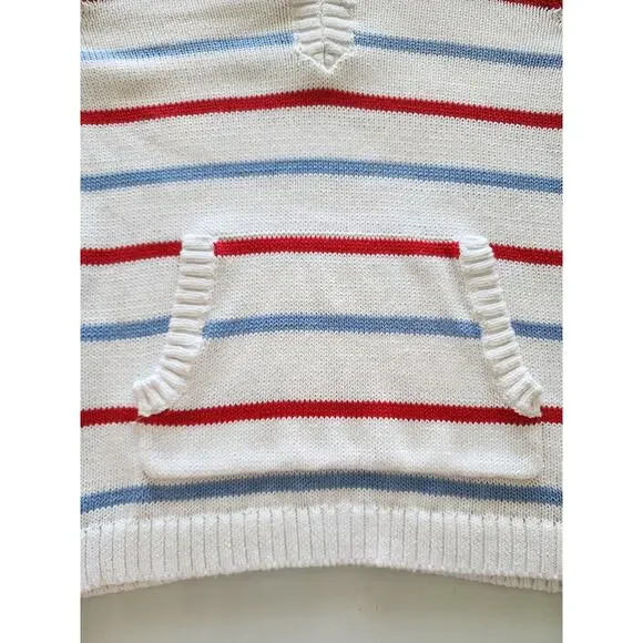 Talbot's Women's XL White Cable Knit Sweater With‎ Blue & Red Stripes Nautical - Picture 3 of 8
